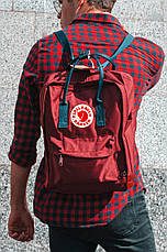 Рюкзак міський Fjallraven Kanken Classic 16 л Бордовий з темно-синьою ручкою, фото 6