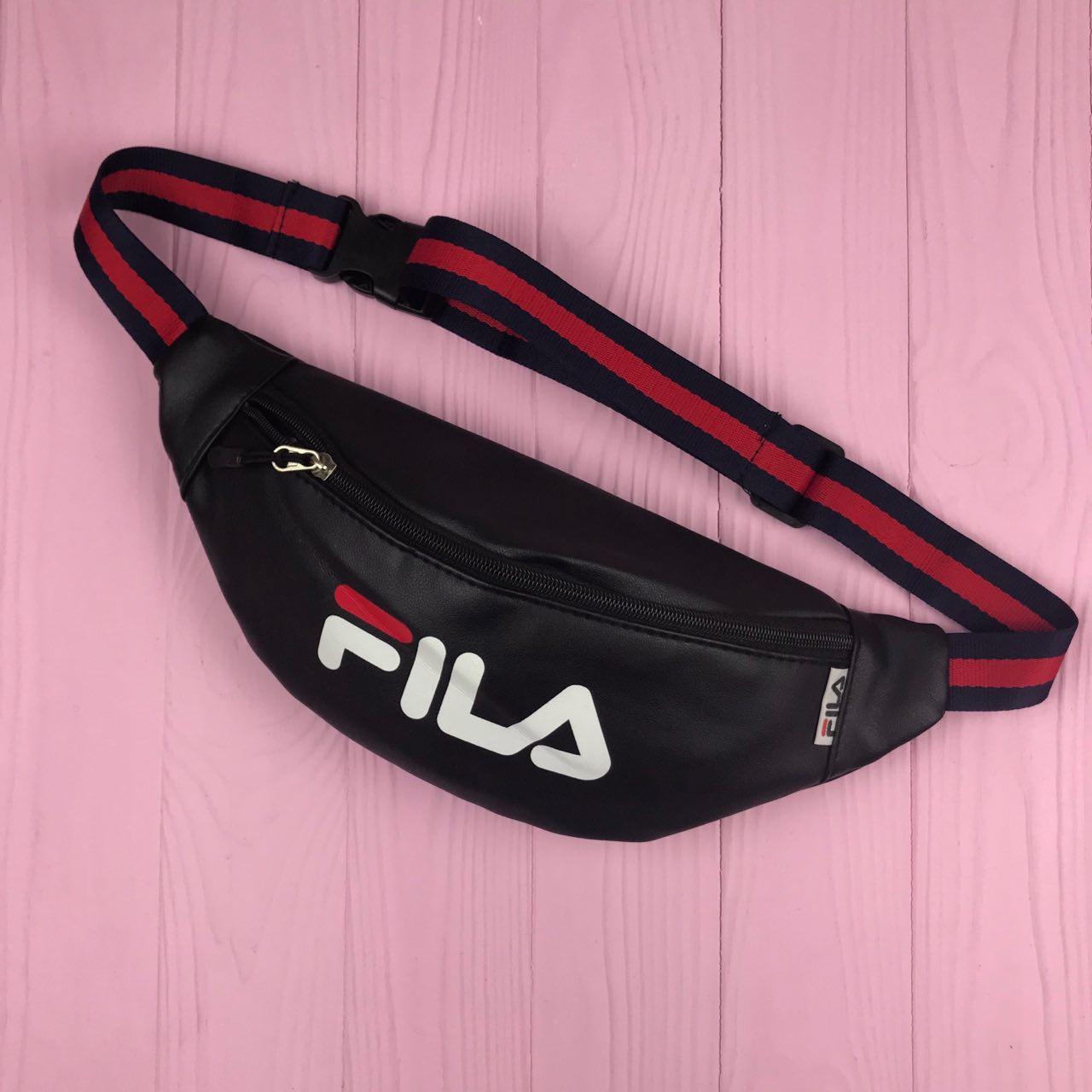 Сумка на пояс Бананка Барыжка Fila France Філа PU шкіра Чорна