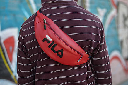 Сумка на пояс Бананка Барыжка Fila France Філа PU шкіра Червона, фото 3