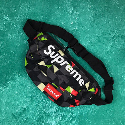 Сумка на пояс Бананка Барыжка Supreme Супрім Трикутники Червоно-Зелені, фото 1