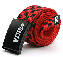 Ремінь на Пояс Vans Belt в клітку 100 см Чорно-Червоний