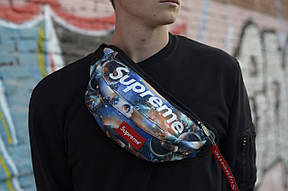 Сумка на пояс Бананка Барыжка Supreme Супрім Галактика Блакитна, фото 3