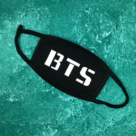 Маска захисна на обличчя багаторазова City-A Бафф K-Pop BTS напис Чорна, фото 1