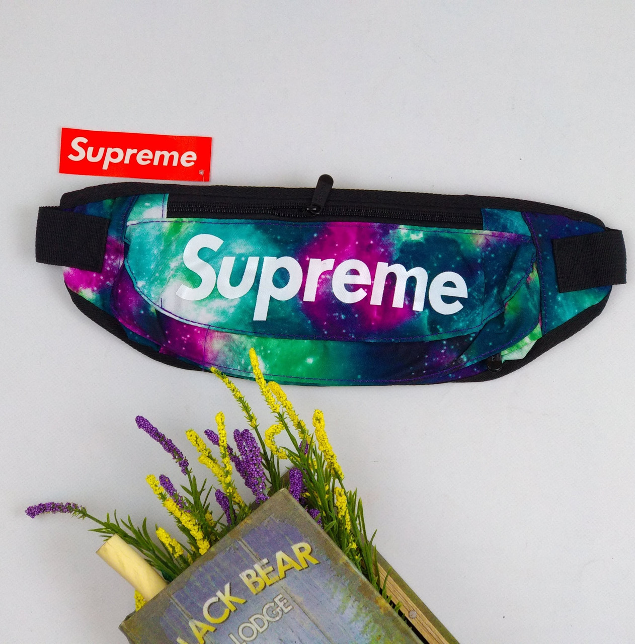 Сумка на пояс Бананка Барыжка Supreme Супрім Космос Фіолетово-Зелена