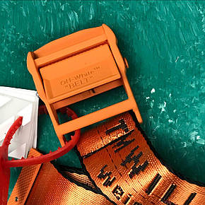 Ремінь на Пояс Off-White Original Belt Офф Вайт 150 см Оранжевий з помаранчевої пряжкою, фото 4