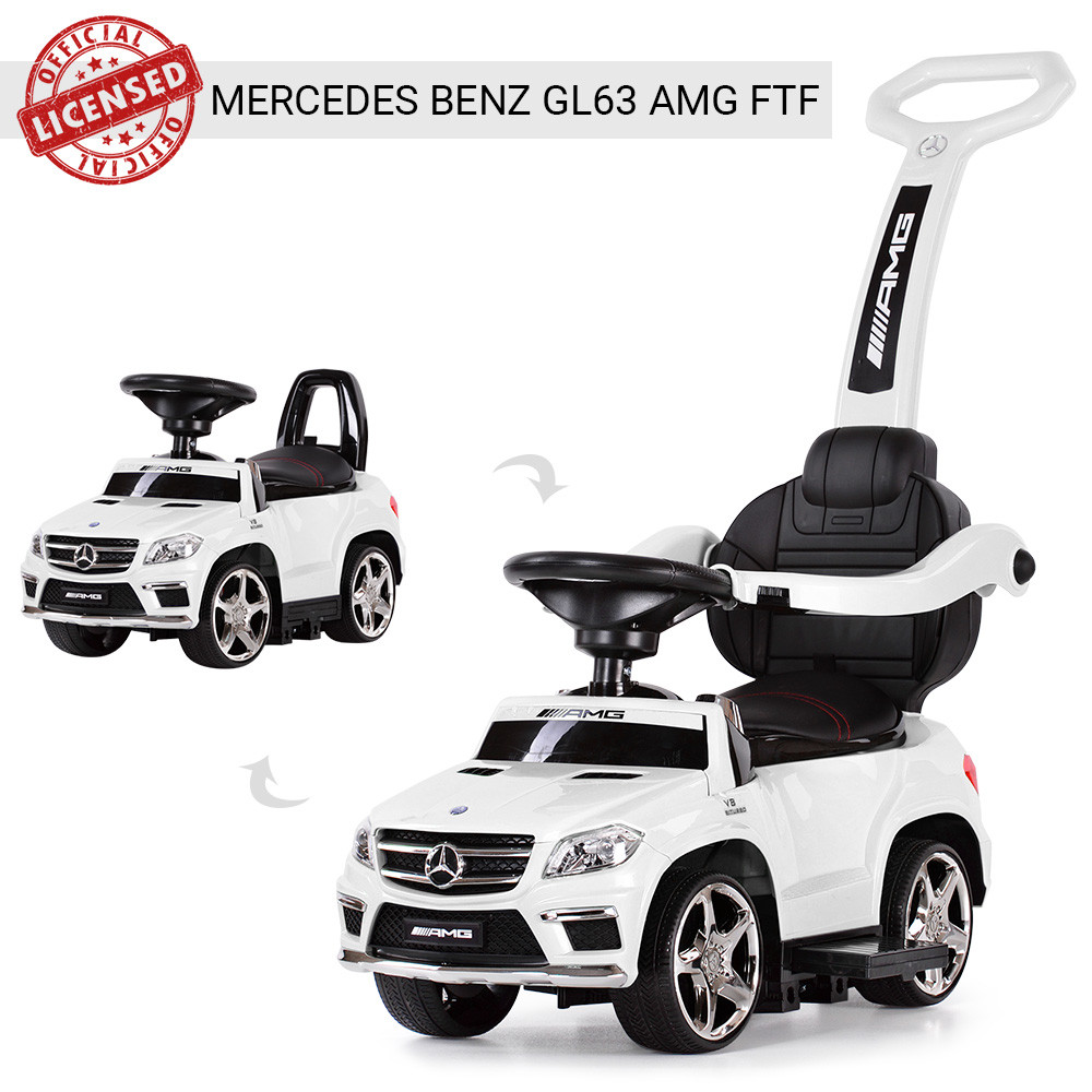 Дитяча каталка-толокар SX 1578-1, Mercedes, гумові колеса, шкіряне сидіння, білий, фото 1