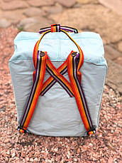 Рюкзак міський Fjallraven Kanken Classic Rainbow Райдужний 16 л Блакитний ручка в веселку, фото 4