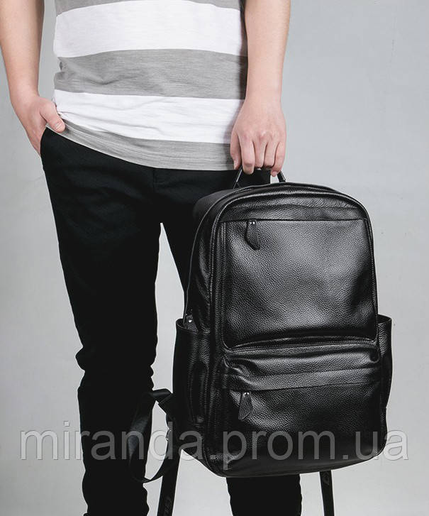 Кожаный рюкзак мужской городской LIELANG. Мужской рюкзак для ноутбука Черный - фото 4 - id-p1108329945