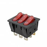 Кнопка потрійна на дев'ять контактів з підсвічуванням червона GAV 164