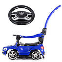 Дитяча каталка-толокар SX 1578-4, Mercedes, гумові колеса, шкіряне сидіння, синій, фото 2