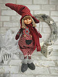 Іграшка текстильна новорічна "Хлопчик у ковпаку", h-50 см 425 грн, фото 4