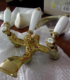 Змішувач для ванної Emmevi DECO ceramica ВИСОКА золото з/акс OR121611, фото 2