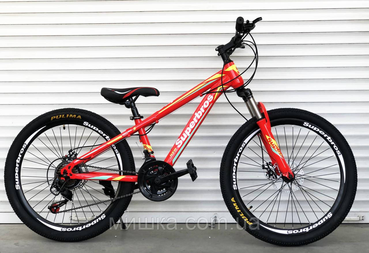 Велосипед гірський TopRider-285 колеса 24", рама 14", підлітковий Червоний, фото 1