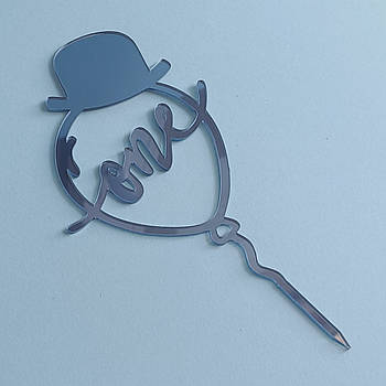 Пластиковий топер One капелюх джентльмена — блакитний