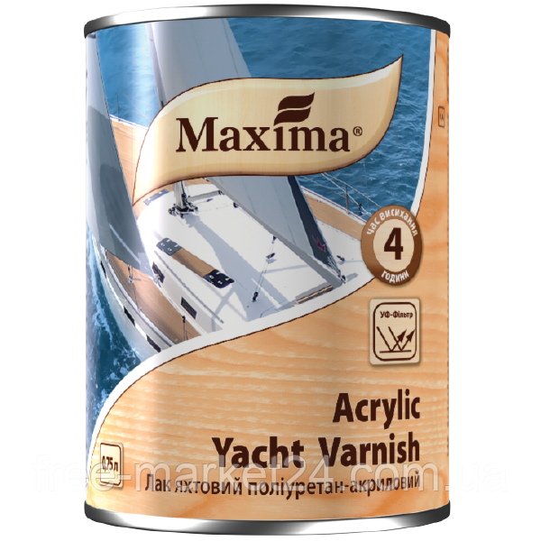 Лак яхтовий поліуретан-акриловий MAXIMA Acrylic yacht varnish глянцевий 0.75л