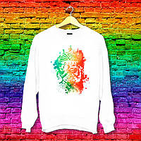 Світшот з принтом Лев у короні (зелено-помаранчевий силует) Push IT