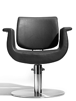 Крісло перукарське Diva на пневматиці диск хром, екошкіра Чорна (VelmiTM)