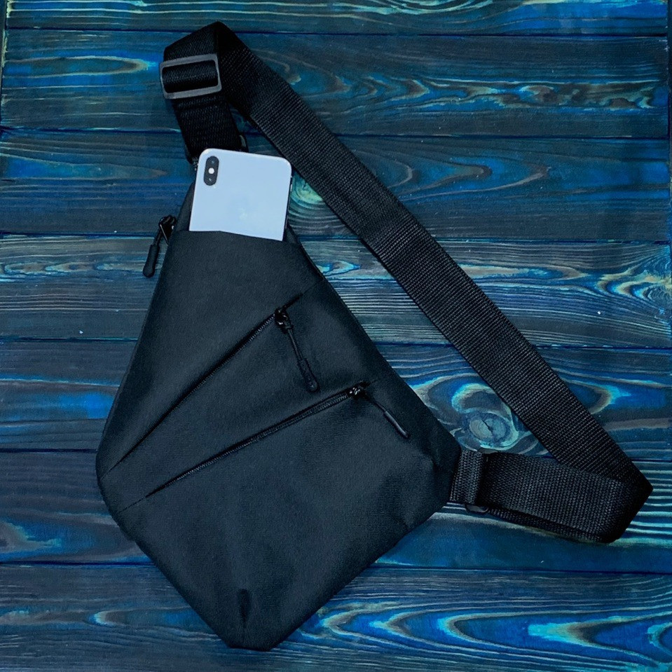 Сумка-слінг Cross Body чорна чоловіча практична якісна сумочка кобура на груди бананка колір чорний