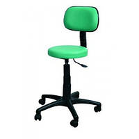 Стілець Майстра зі спинкою на пневмопідіймачі та пластиковому п'ятипрометі шкірозамінник Зелений (FrizelTM)