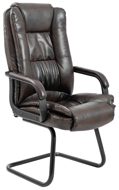 Крісло офісне Каліфорнія-Ю CF каркас чорний підлокітники рич екошкіра Титан Дк. Браун (Richman ТМ)