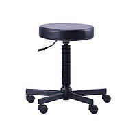 Табурет для майстра Грас на роликах шкірозамінник Чорний (AMF-ТМ)