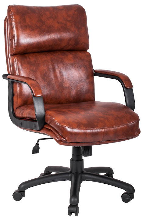 Крісло офісне Дакота підлокітники пластик рич механізм Tilt шкірозамінник Титан Віскі (Richman ТМ)