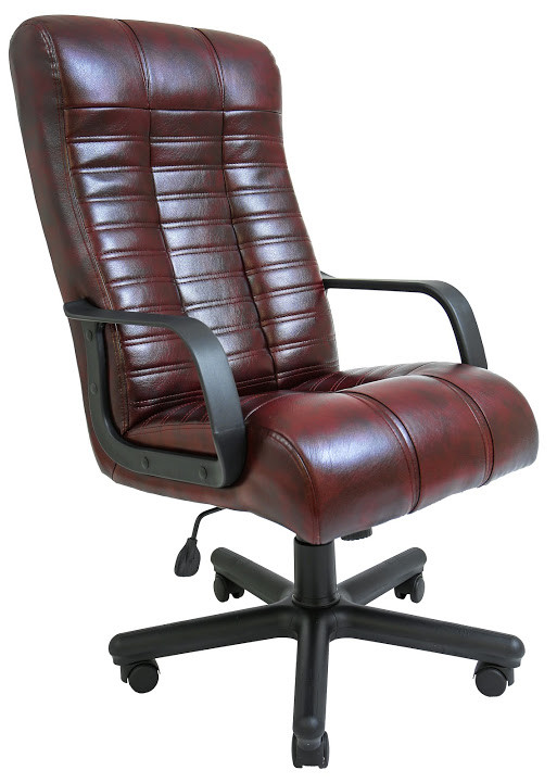 Крісло офісне Атлант підлокітники пластик механізм Tilt шкірозамінник Титан Бордо (Richman ТМ)
