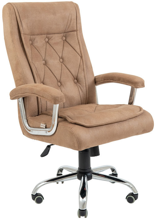 Крісло Телаві-Ю хром підлокітники принстон механізм Tilt штучна Замша Мустанг карамель (Richman ТМ)