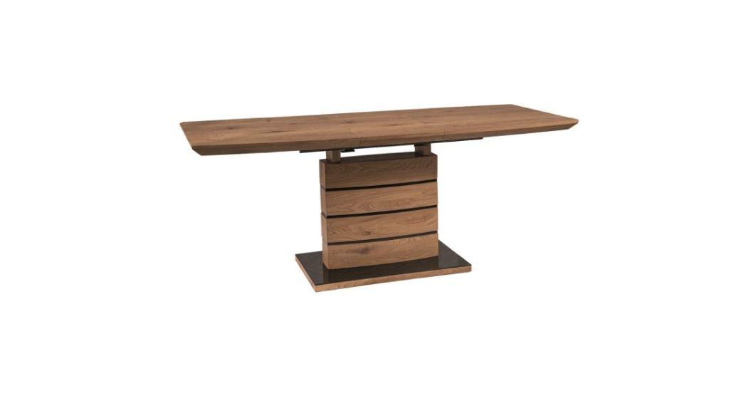 Стіл обідній Leonardo МДФ/Скло, стільниця МДФ Дуб/Чорний 140-180х80 (SignalTM), фото 1