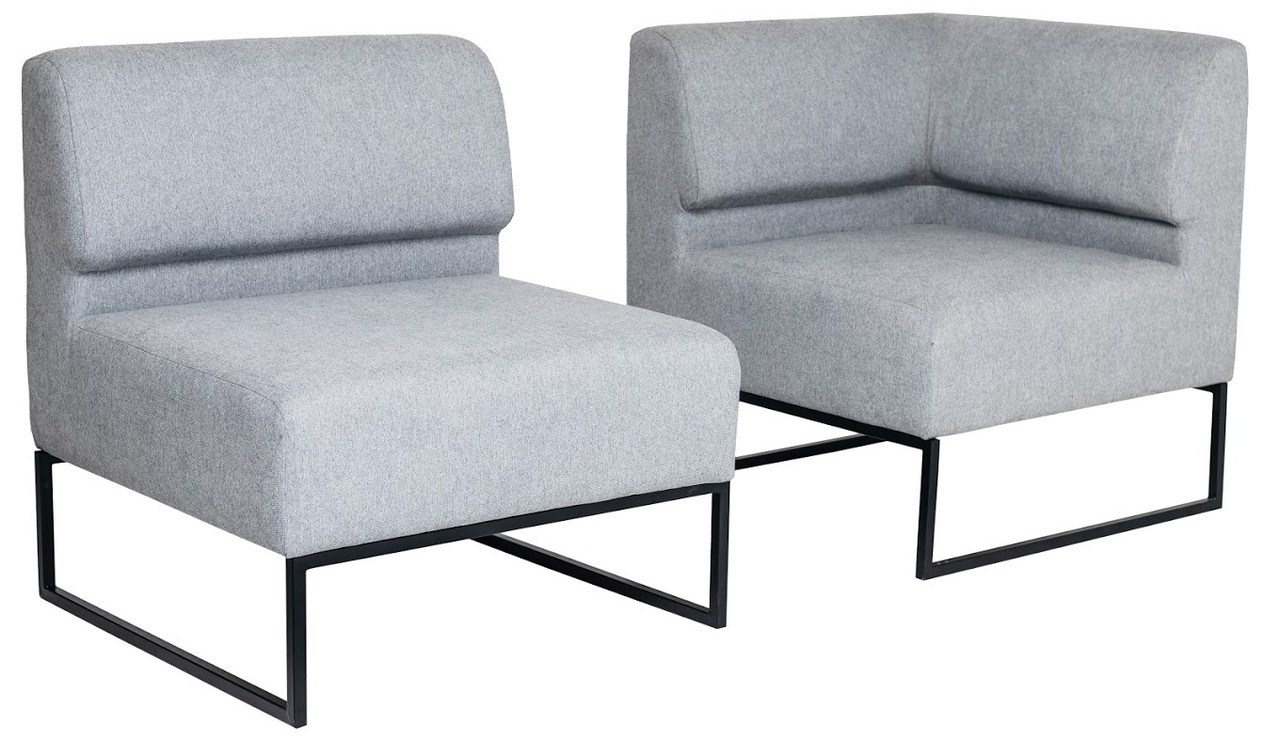 Крісло Лаунж Кутовий модуль/Єдиниця Зі Спинкою каркас метал, тканина Lounge Light Grey (Richman ТМ)