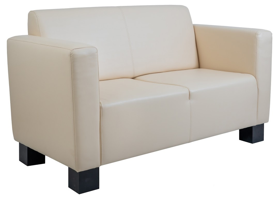 Диван офісний Канзас Двомісний на дерев'яних ніжках шкірозамінник Кремовий, 150х75х88 см (Richman ТМ)