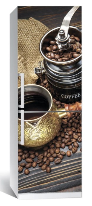 Вінілова наклейка на холодильник Кави 01, 60x180 см, наклейки на холодильник, фото 1