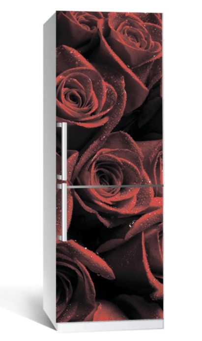 Вінілова наклейка на холодильник Червоні троянди, 60x180 см, наклейки на холодильник, фото 1