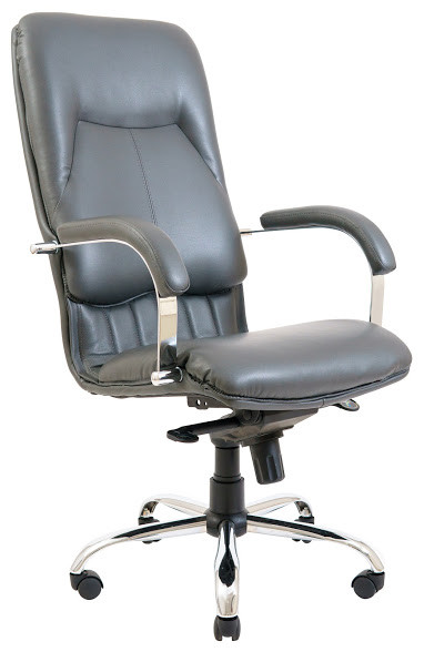 Крісло офісне Нікосія хром підлокітники пластина Tilt шкірозамінник Софітель-04 Snow storm (Richman ТМ)