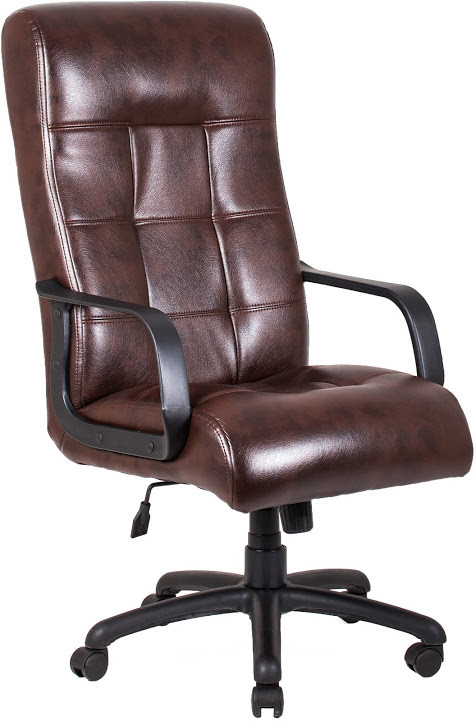Крісло офісне Вірджинія підлокітники пластик механізм Tilt шкірозамінник Титан ДК Браун (Richman ТМ)