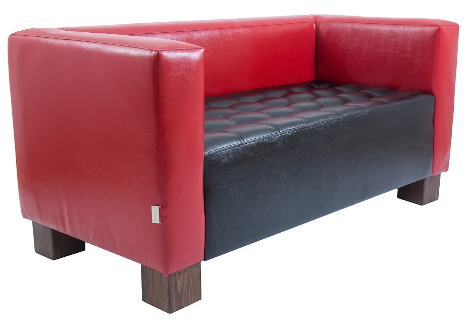 Диван прямий Спейс 1,5 ніжки дерево шкірозамінник Чорний з Червоним (Richman ТМ)
