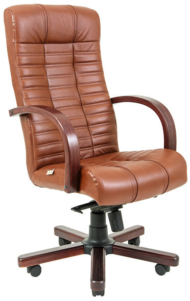 Крісло офісне Атлант підлокітники дерево Горіх механізм Tilt шкірозамінник Флай-2212 (Richman ТМ)