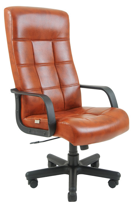 Крісло офісне Вірджинія підлокітники пластик механізм Tilt шкірозамінник Титан Коньяк (Richman ТМ)