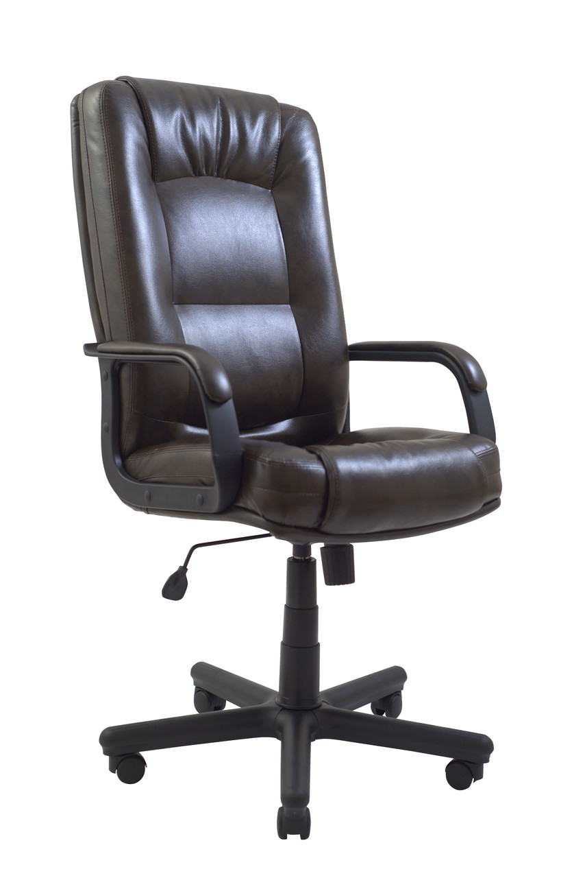 Крісло офісне Альберто підлокітники пластик Річ механізм Tilt шкірозамінник Титан ДК Браун (Richman ТМ)