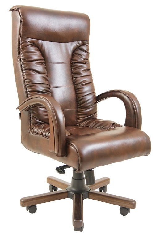 Крісло керівника Онікс підлокітники дерево горіх механізм Tilt шкірозамінник Неаполь-77 (Richman ТМ)