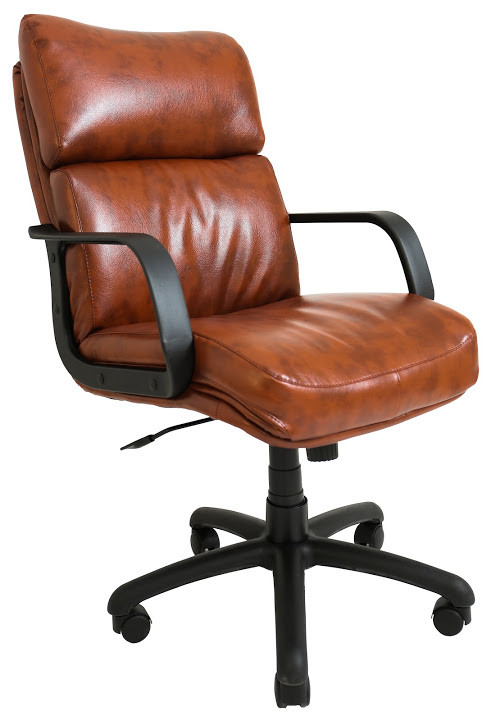Крісло офісне Дакота підлокітники пластик механізм Tilt шкірозамінник Титан Коньяк (Richman ТМ)