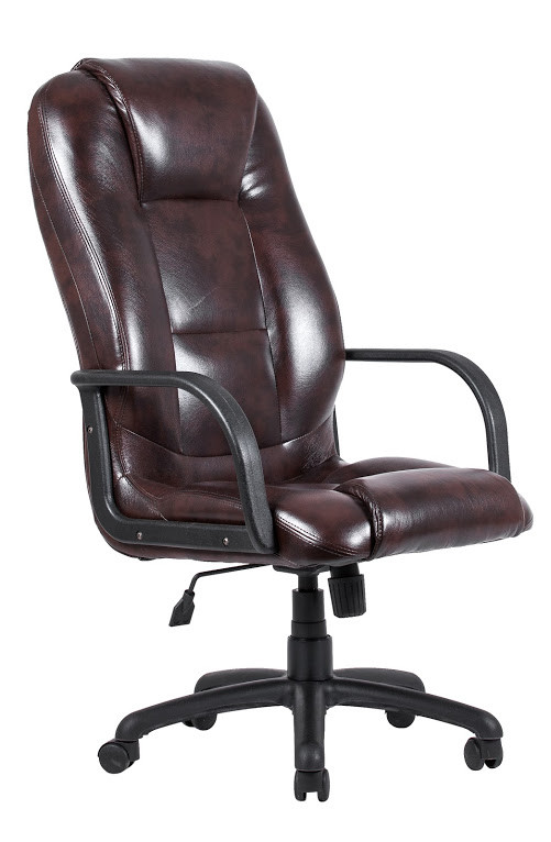 Крісло офісне Севілья підлокітники пластик механізм Tilt шкірозамінник Титан ДК Браун (Richman ТМ)