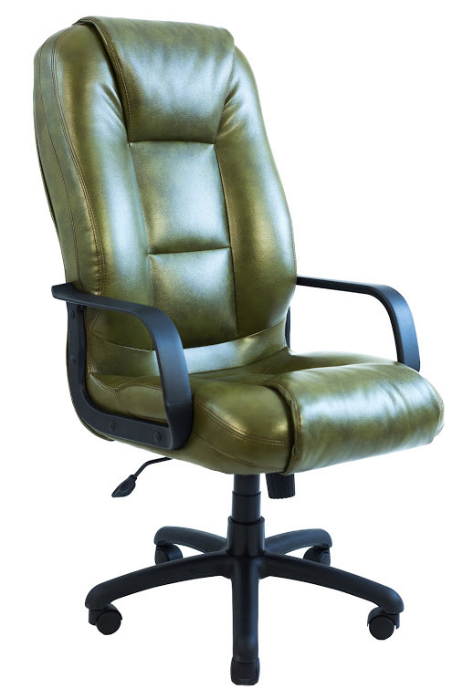 Крісло офісне Севілья підлокітники пластик механізм Tilt шкірозамінник Мадрас Олива (Richman ТМ)