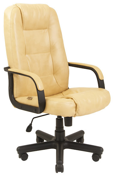 Крісло офісне Челсі пластик підлокітники рич механізм Tilt екошкіра Титан Голд Беж (Richman ТМ)