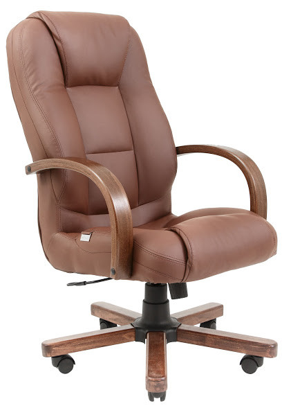 Крісло офісне Севілья Вуд підлокітники дерево горіх механізм Tilt шкірозамінник Флай-2213 (Richman ТМ)
