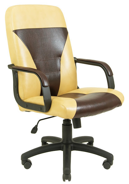 Крісло офісне Сієста пластик підлокітники рич механізм Tilt екошкіра Титан Голд Беж/Френзе (Richman ТМ)