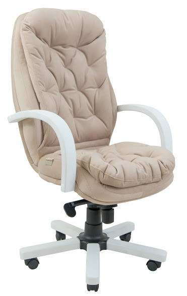 Крісло керівника Венеція підлокітники дерево біле механізм Мультиблок тканина Місті Beige (Richman ТМ)
