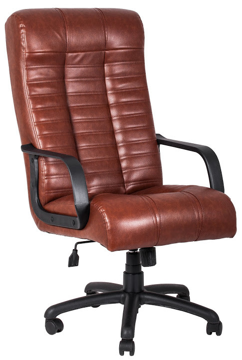 Крісло офісне Атлант підлокітники пластик механізм Tilt шкірозамінник Мадрас коньяк (Richman ТМ)