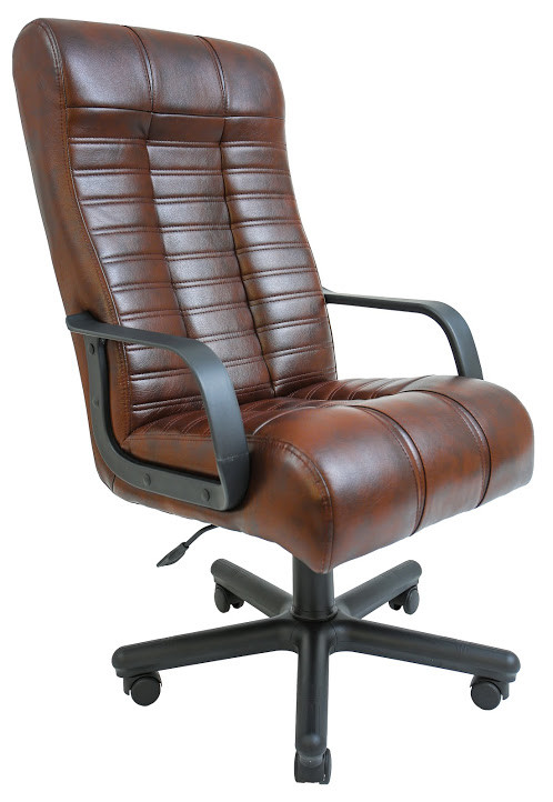 Крісло офісне Атлант підлокітники пластик механізм Tilt шкірозамінник Титан ДК Браун (Richman ТМ)
