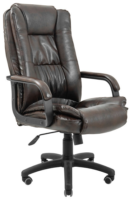 Крісло офісне Каліфорнія-Ю пластик підлокітники рич механізм Tilt екошкіра Титан Дк. Браун (Richman ТМ)
